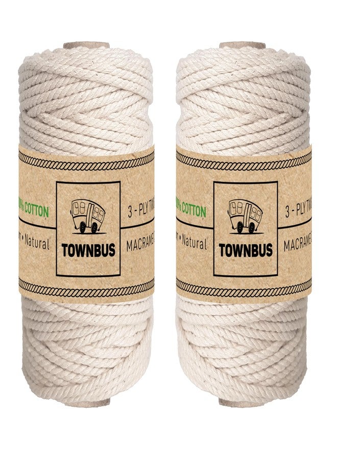 TOWNBUS Macrame Cord 3.5mm | 2 x 50 Meters Natural Soft Cotton Rope | Thread for All DIY - Image 1